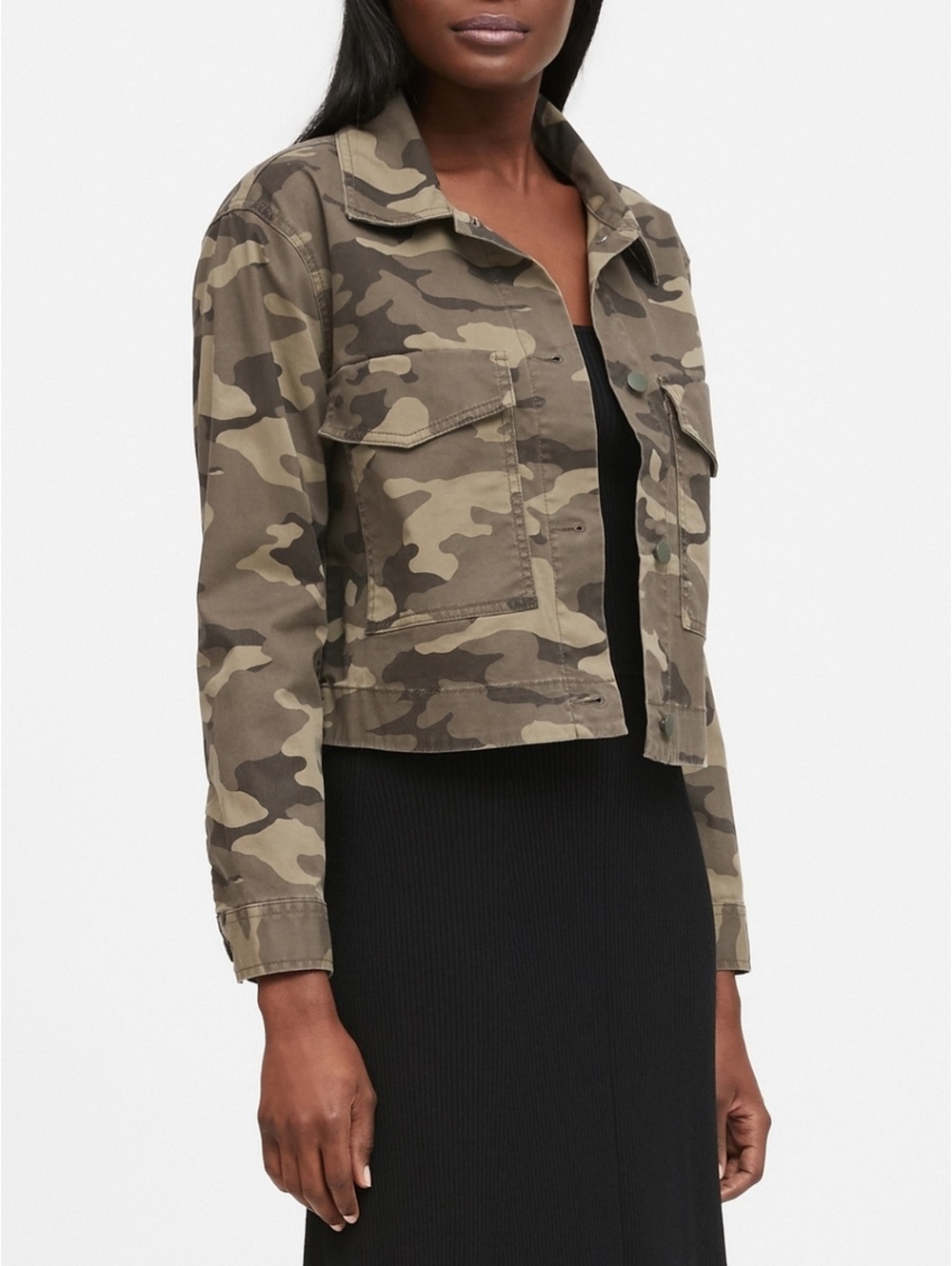 Banana Republic Cotton Camo Cropped Utility Jacket Size XS